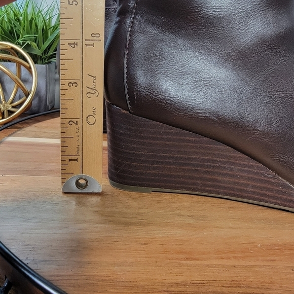 Dr. Scholls Daina Vegan Brown Leather Wedge Ankle Boots Booties Size 9 - Picture 14 of 17
